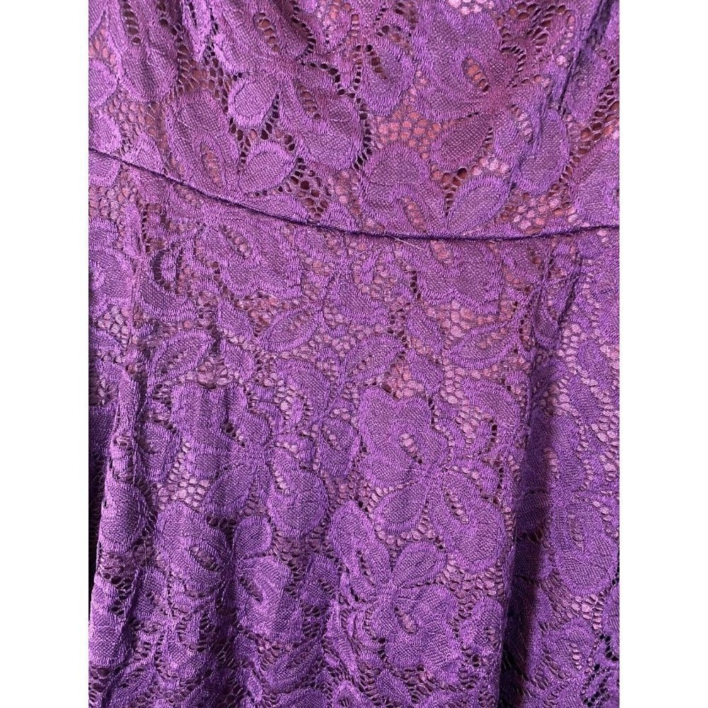 NEW Women’s Glam PLUS SIZE XXL 2X OFF SHOULDER PURPLE LACE DRESS Cocktail Party - Picture 2 of 3